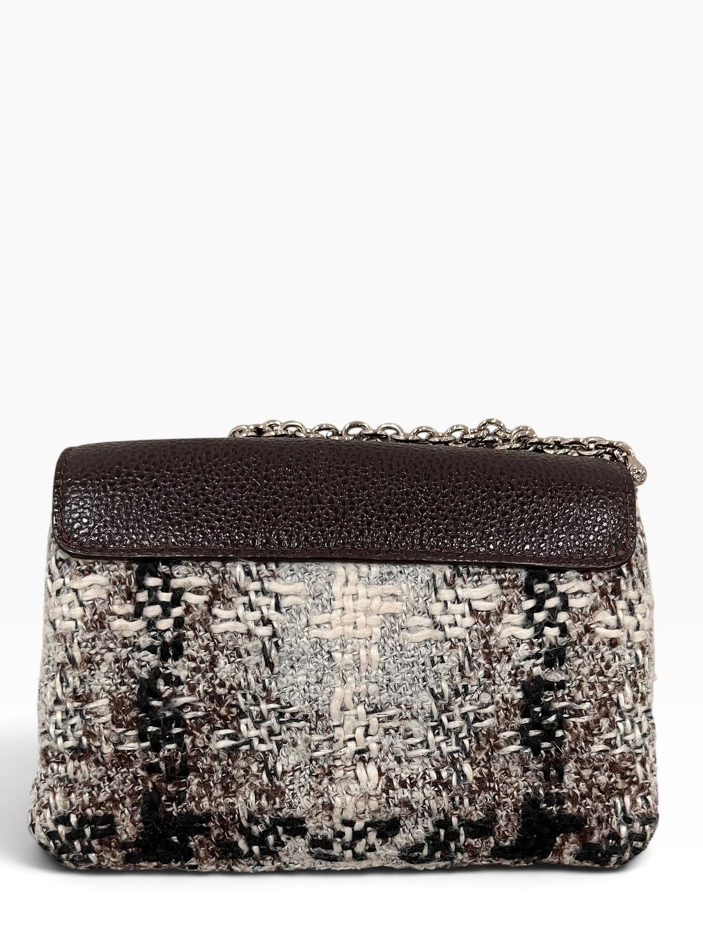 Henri Bendel Tweed and Leather Bow Chain Wristlet Clutch NWOT - Picture 5 of 7